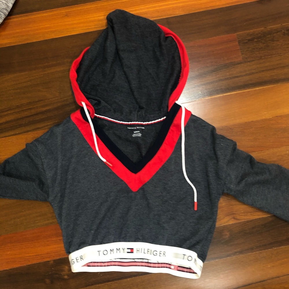 adorable tommy hilfiger cropped hoodie